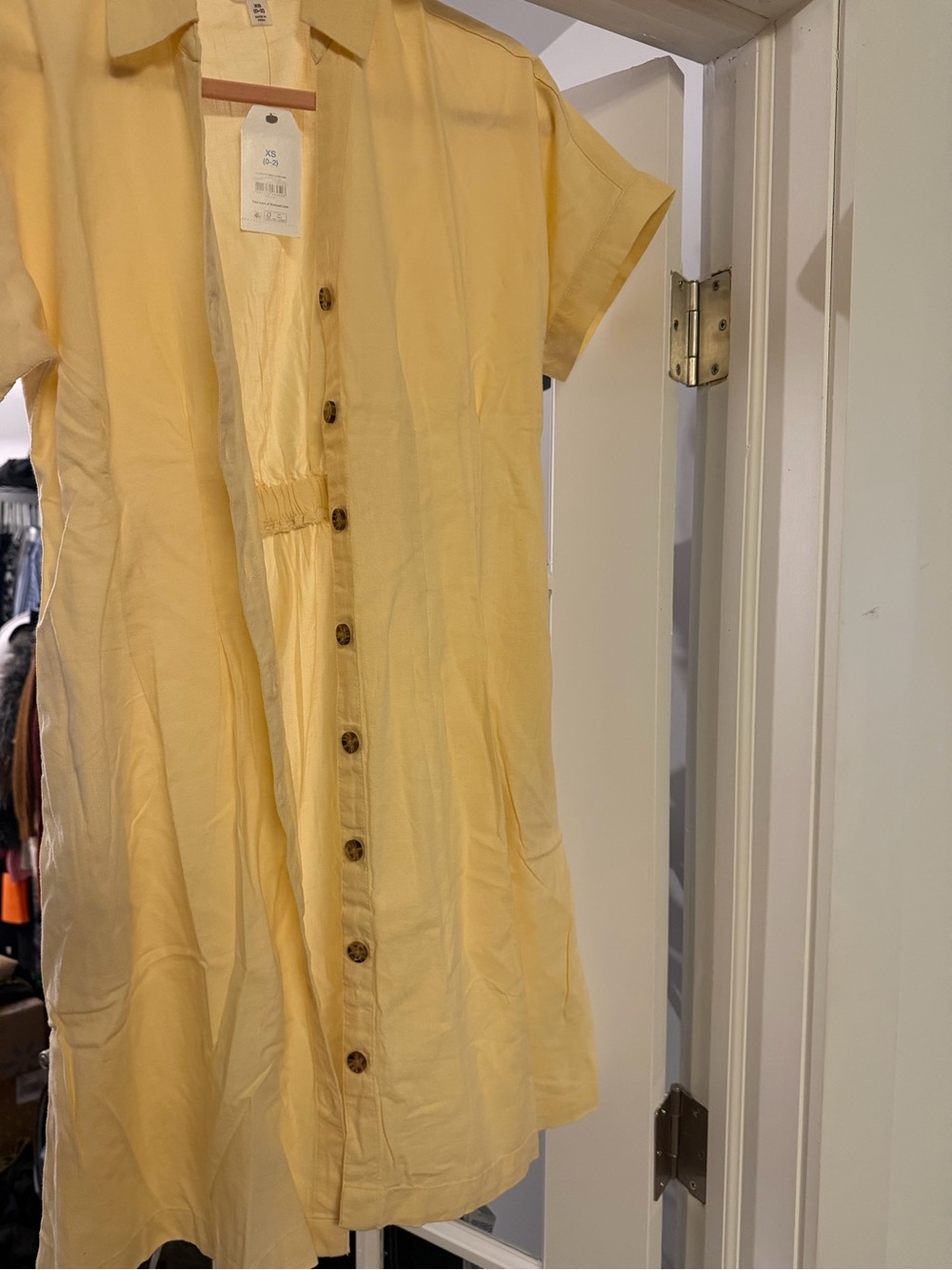 Women’s Short Sleeve Button-Front Yellow Dress